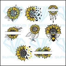 Sunflower Monograms Bundle Sunflower Sunflower Svg Sunflower Png Supersvg
