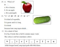 Guru sd smp sma contoh soal bahasa inggris kelas 1 sd tentang fruits. Contoh Soal Uts Bahasa Inggris Kelas 2 Sd Mi Tema Food And Drink Fruit And Vegetable Semester 2