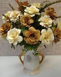 50th wedding anniversary flowers centerpieces. Ivory And Gold Paper Flower Arrangement Perfect For 50th Anniversary Birthdays Weddings Paper Flower Arrangements Flower Arrangements Paper Flowers