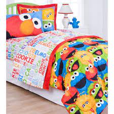 Vintage sesame street twin flat sheet. Sesame Street Elmo Chalk 5pc Elmo Twin Bed In A Bag Set