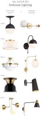 Matte Black And Brass Bedroom Lighting Fixtures Round Up Flush Mount Semi Flush Mount And Bedside Sconc Bedroom Light Fixtures Brass Bedroom Bedside Sconces