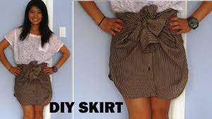 Determine the length of skirt you want and then add 1 1/2 inches. Diy Long Sleeve Shirts Into Skirts No Sewing Youtube