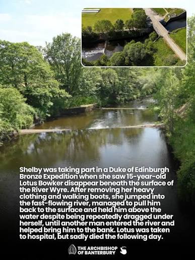 14-year-old Shelby Quigley has been recognised with one of Britain's rarest  bravery awards after risking her own life trying to save 15-year-old Lotus  Bowker from the River Wyre in Lancashire. Shelby was
