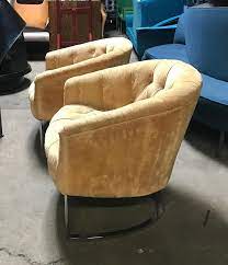 Pair of scandinavian antique carved armchairs, recent upholstery #37905. Pair Of Milo Baughman Style Fabric Chrome Barrel Chairs By Woodmark Originals For Sale At 1stdibs