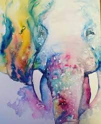 Afrikanischer Elefant Bunt Aquarell Elefant Aquarell Elefant Zeichnung Zeichnungen