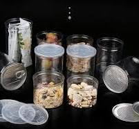 Clear plastic jar PET with metal lid food storage container ...