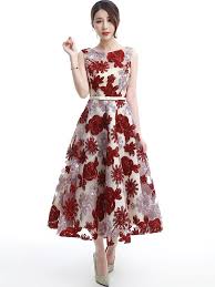 Flowers Lace Sashes O Neck Sleeveless Long Dresses Party Wedding Floral Print Dress Outfit Sleeveless Long Dress Formal Dresses Long