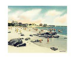 Kennebunkport Maine Print Vintage Kennebunkport Maine Beach Etsy Beach Canvas Wall Art Vintage Beach Posters Maine Beaches