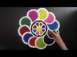 Multicolor Rangoli Designs For Diwali Quick Easy Flower Rangoli Diwali Special Rangoli Youtube Diwali Folk Art Easy