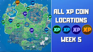 Смотреть видео про fortnite xp coins all locations. All Xp Coins Locations In Fortnite Season 4 Chapter 2 Week 5 Green Blue Purple And Gold Youtube