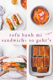 Bánh mỳ vegetarian bakery được sử dụng công nghệ làm bánh hiện đại tân tiến nhất trên thế giới được nhập khẩu từ châu âu, những chiếc bánh mỳ được làm tại lò bánh của bánh mỳ vegetarian. Tofu Banh Mi Mit Vietnamesisch Eingelegtem Gemuse Koriander Und Hoisin Mayo Eines Der Besten Un Sandwich Rezepte Vegan Rezepte Sandwich Rezepte Vegetarisch
