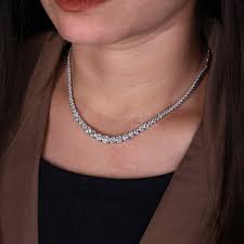 8.90 TW Round Cut Diamond Tennis Necklace, EF/VS Lab Grown Diamond  Necklace, Diamond Necklace for Women, 18 Inch Adjustable Diamond Necklace