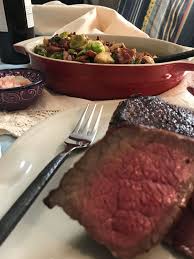Pan Seared Top Sirloin Steaks With Bacon And Brussels Sprout Hash Just Cook Recipe Top Sirloin Steak Sirloin Steaks Sirloin