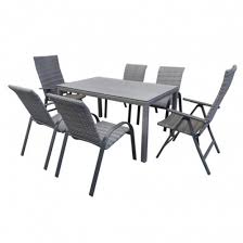 Set Masa Dreptunghiulara Cu 6 Scaune Pentru Gradina Din Metal Cu Ratan Sintetic