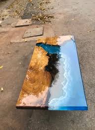 Mesa De Centro Mesa De Mesa De Mesa De Rio Mesa De Mar Hecho A Etsy Wood Resin Table Epoxy Wood Table Resin Furniture