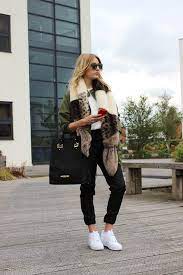 Helen Moore Faux Fur Street Style With Nike Air Force One And Leather Joggers Love This Laid Back Cosy Look Get Your Own Style Fashion Nike Air Force Ones