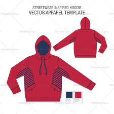 A Detailed Fashion Flat Vector Template Of Men S Streetwear Inspired Hoodie In 3 Different Colours This Hoodie Tem Hoodie Template Hoodie Vector Fashion Flats