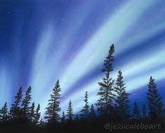 Pastel And Colored Pencil Drawings Northern Lights Painting Northern Lights Canvas Color Pencil Drawing