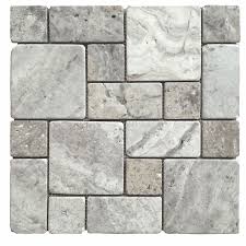 Shop Avenzo Silver Versailles Mosaic Travertine Floor And Wall Tile Common 12 In X 12 In Actual Wall Tiles Travertine Stone Mosaic