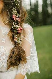 Boho Chic Winter Wedding Inspiration Wedding Hairstyles Flowers In Hair Wedding Hair Flowers