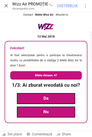 Vrei sa fii primul care afla cand scad preturile la biletele de avion? È›eapa Cu Bilete Gratuite Wizz Air De Care SÄƒ Te FereÈ™ti Pe Facebook