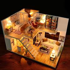 Puppenhaus Spielzeug Handgemachte Holzmobel Miniatur Led Lichter Geburtstagsgeschenk Diy Geschenke Ideen Wooden Dolls House Furniture Diy Dollhouse Wooden Dollhouse