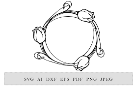 Download 46,928 circle frame free vectors. Wreath With Tulips Flower Round Frame 434104 Svgs Design Bundles