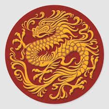 Traditional Red And Black Chinese Dragon Circle Classic Round Sticker Zazzle Com Em 2021 Desenho De Dragao Desenhos De Fenix Coisas De Gato