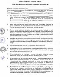 De acuerdo a las leyes de california, la información médica es personal y no debe ser compartida con nadie. Coronavirus En Peru Declaracion Jurada Cuales Son Los Requisitos Que Deben Cumplir Los Trabajadores Del Grupo De Riesgo Para Volver A Trabajar Mtpe Medico Economia El Comercio Peru
