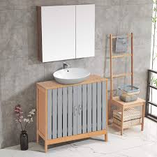 Bathroom Under Sink Vanity Cabinet Bamboo Freestanding Storage Shelf Cabinet Cabinets Cupboards Home Garden Pumpenscout De