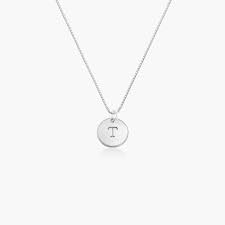 Willow Disc Initial Necklace Sterling Silver Oak Luna