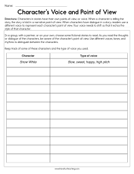 Included in this worksheet pack. Characters Voice And Point Of View Worksheet Have Fun Teaching