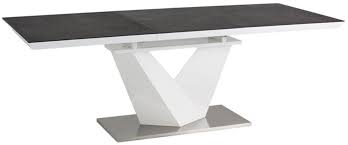 Contemporary open concept kitchen with black island, dining table and chairs and walls offset with plenty of natural wood. Casa Padrino Designer Dining Table Black White Silver Different Table Sizes Modern Extendable Kitchen Table With Table Top In Stone Look Dining Room Furniture