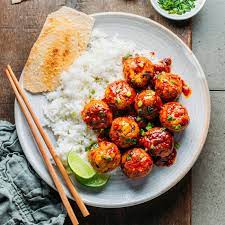 Tofu Balls With Sweet Spicy Sauce Full Of Plants Recipe Sweet And Spicy Sauce Sweet And Spicy Spicy Sauce