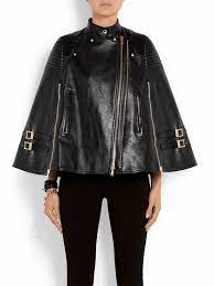 Black Faux Leather Cape With Ribbed Panels Zcrave Com Coats Jackets Women Womens Jackets Casual Fashion