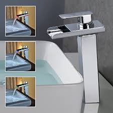 Homelody Rgb Led Wasserhahn Wasserfall Armatur Bad Wasch Rgb Led Farbwechsel Blau Grun Rot Temperatur Wird Sich Armaturen Bad Waschbecken Armaturen Rgb Led