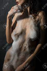Nude Woman Body Covered With Foam Cropped Shot Stock Photo, Picture and  Royalty Free Image. Image 97110332.