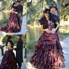 Black And Burgundy Wedding Dress Wholesale Vintage Wedding Dress Buy Steampunk Burgundy And Black Gothic Wedding Dresses 2 Steampunk Wedding Dress Steampunk Prom Dress Steampunk Wedding Gown