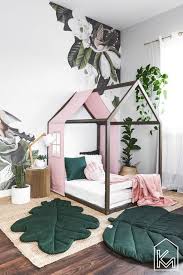 Us Twin Taille Enfant Lit Avec Couverture De Lin Rose Pastel Et Rails Lit De Maison Lit D Enfant En Bas Age Lit De Bebe En Bois Cadre De Lit De Maison De