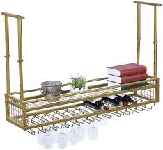 Get the best deal for bar glass rack from the largest online selection at ebay.com. Buy Hanging Wine Rack With Glass Holder And Shelf Adjustable Metal Ceiling Bar Wine Glass Rack 2 Layer Industrial Wall Mounted Wine And Glass Rack 47 2in Iron Bottle Holder Wine Shelf Golden Online In Kuwait B07ys3cs1j