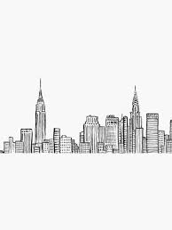 City Skyline Sticker By Hayley Cross In 2020 City Skyline Art City Drawing New York Painting