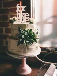 12 Spectacular Boho Wedding Cakes With A Southwest Vibe Mywedding Succulent Wedding Cakes Wedding Cake Toppers Funny Cake Toppers