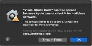 How To Solve Visual Studio Code Can T Be Opened Because Apple Cannot Check It For Malicious Software In Macos Catalina Our Code World