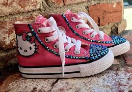 Baby Chuck Taylors Bling Hello Kitty Converse Toddlers Hello Kitty Converse Sneakers Hello Kitty Toddlers Size 6 Shoes Baby Keepsakes