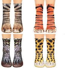 They make your feet look like giant cat feet, and in practice, that's pretty weird. Amazon Com Animal Print Paw Crew Socks 4 Pair Novelty 3d Socks Dinosaur Tiger Leopard Cat Paw Socks For Women Boys Girls Kids Clothing