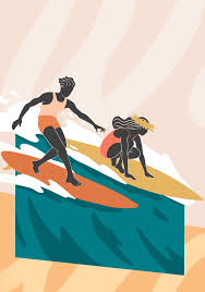 Just The Two Of Us Art Print By Jack Soren X Small Surf Art Beach Drawing Illustration Art