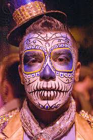 Around halloween, dressing as calavera catrina has become popular not just in mexico but around the world. Man With Blue Sugar Skull Makeup Dia De Los Muertos Halloween San Francisco