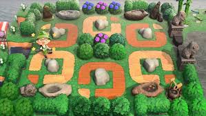 Animal Crossing Inspiration On Instagram A Rock Garden With 4 Pond Stone Seasons 11 Rotating Bush Types And Rock Garden Garden Animals Rock Garden Design