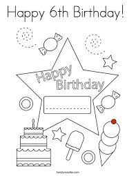 On this page, you can find free printable coloring pages about birthday numbers, from 1st birthday to 90th birthday. Happy 6th Birthday Coloring Page Twisty Noodle