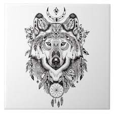 Adult coloring books are more popular than ever. Illustrated Wolf Dream Catcher Ceramic Tile Zazzle Com In 2021 Geometric Wolf Animal Coloring Pages Mandala Wolf